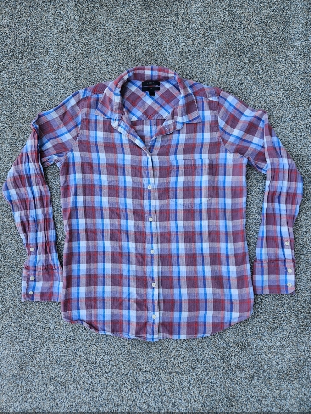 J Crew Womens Boy Fit Size 8 Shirt Plaid Button Front Long Sleeve Dawson Light